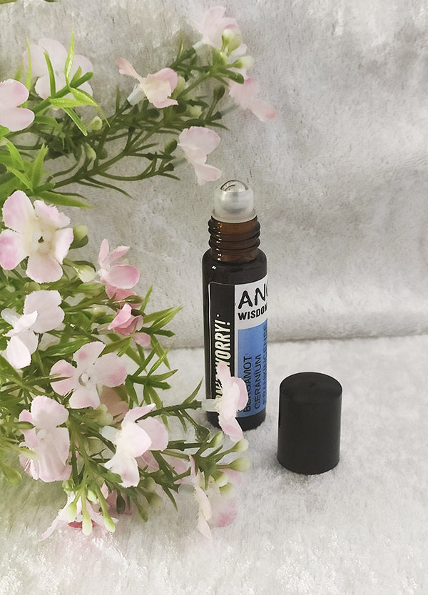 Fuera Preocupaciones!! Mezcla de aceites esenciales roll-on 10 ml (bergamota, geranio e incienso)
