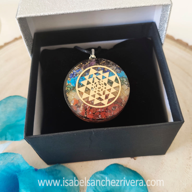 Colgante de Orgonita 7 Chakras Geometría Sagrada