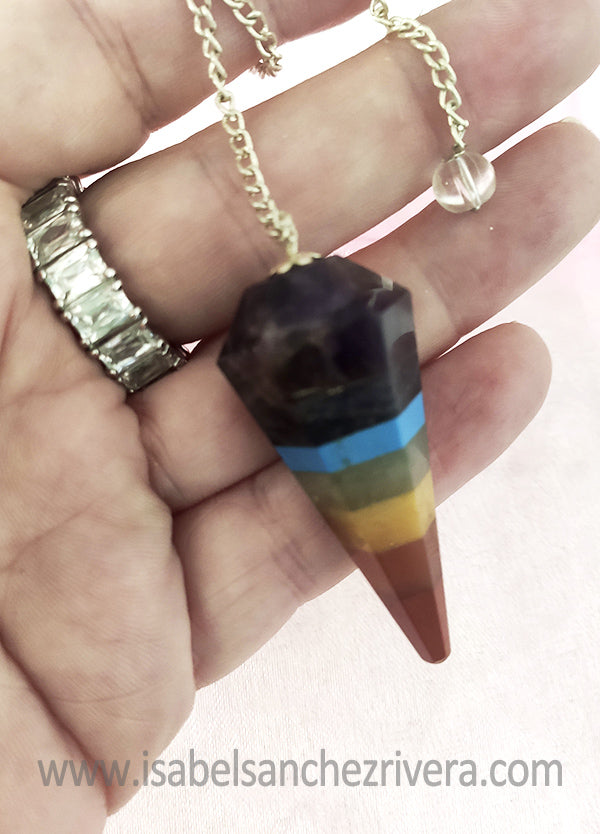 Péndulo 7 Chakras facetado Grande