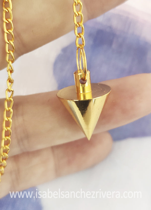 Péndulo Cono de Metal dorado Sanación Dowsing A++