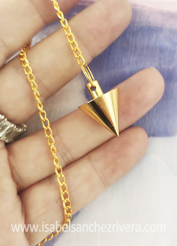 Péndulo Cono de Metal dorado Sanación Dowsing A++