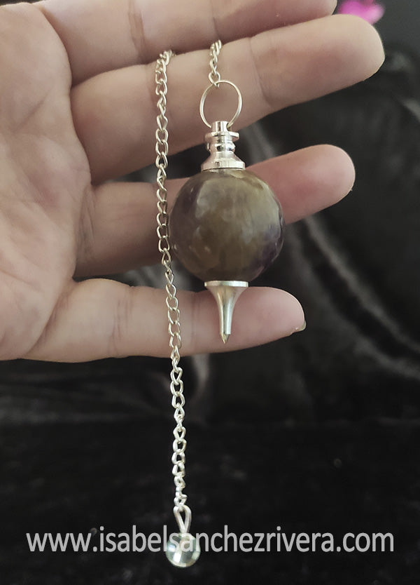 Péndulo Esférico de Amatista piedra natural Dowsing A++