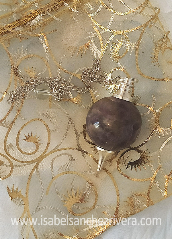 Péndulo Esférico de Amatista piedra natural Dowsing A++