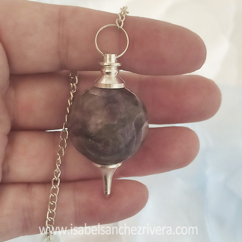 Péndulo Esférico de Amatista piedra natural Dowsing A++