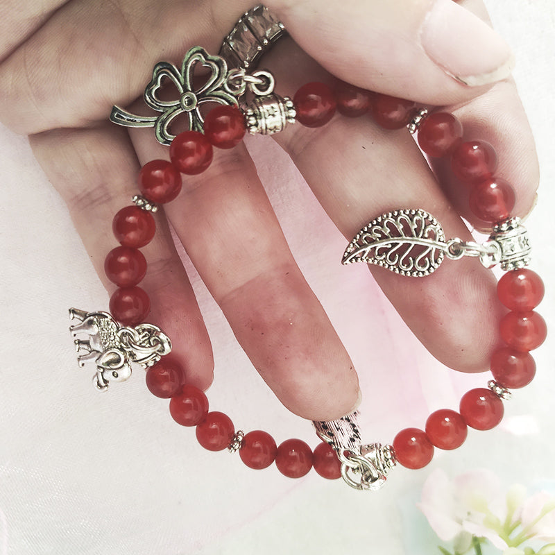 Pulsera para el ÉXITO Con 4 dijes de Cornalina AMULETO