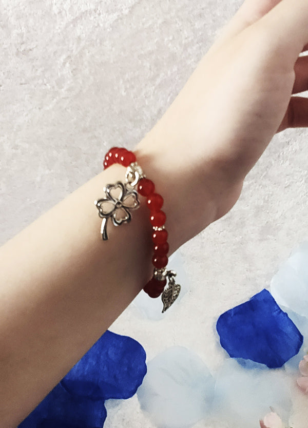 Pulsera para el ÉXITO Con 4 dijes de Cornalina AMULETO