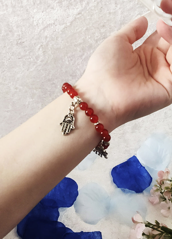 Pulsera para el ÉXITO Con 4 dijes de Cornalina AMULETO