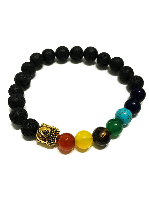 Pulsera de los 7 Chakras, piedras naturales y lava