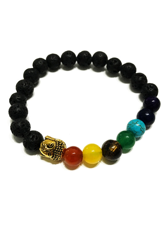 Pulsera de los 7 Chakras, piedras naturales y lava