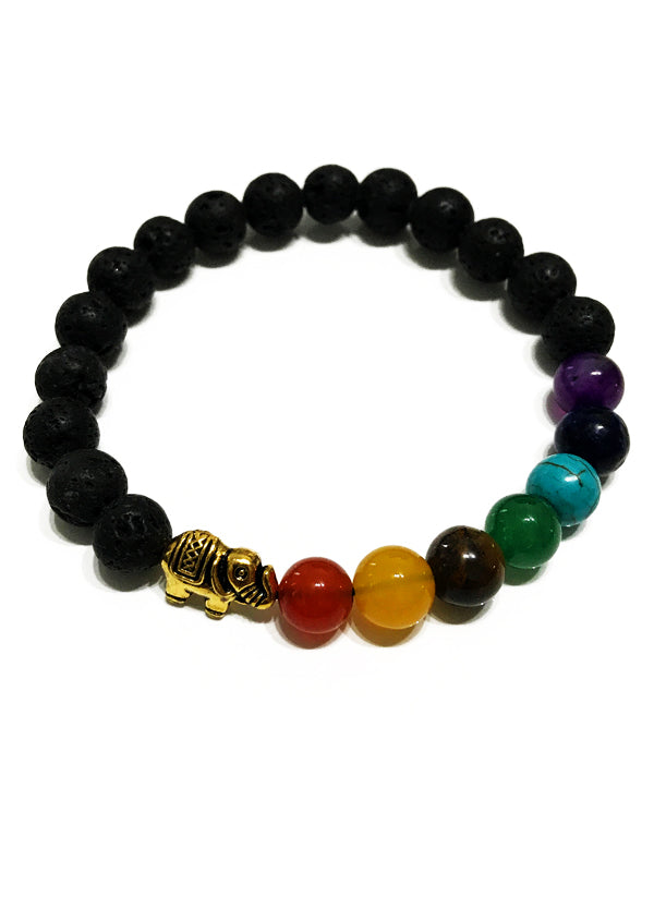 Pulsera de los 7 Chakras, piedras naturales y lava