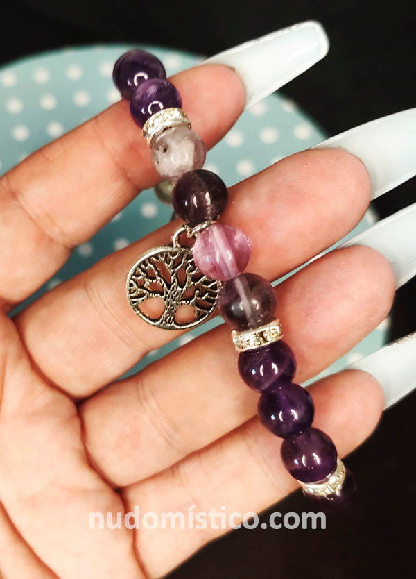 Pulsera Fluorita Amatista. Árbol de la Vida