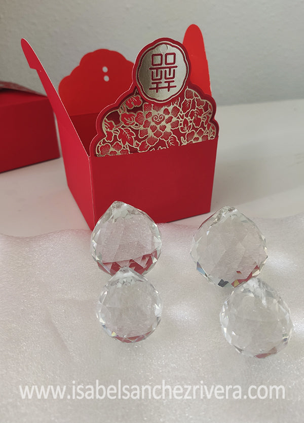 4 Bolas Cristal Feng Shui Caja Regalo