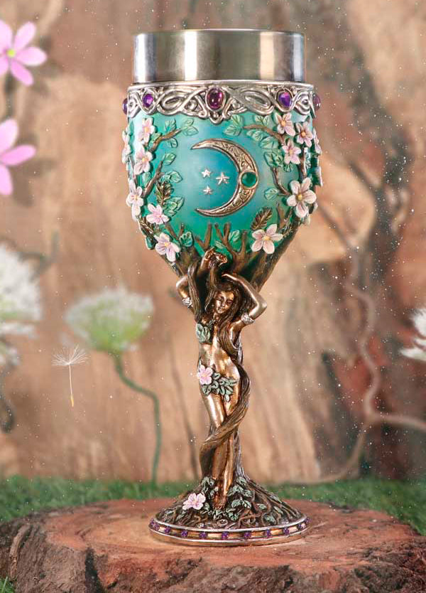Cáliz Doncella Diosa Triple Luna. Copa para Altar