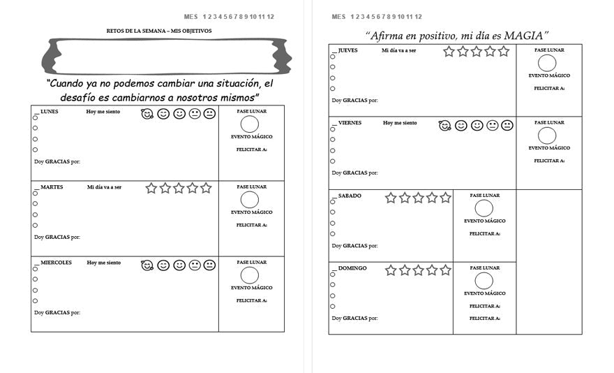Agenda para BRUJAS. Mi DÍA es MAGIA. En PDF para IMPRIMIR