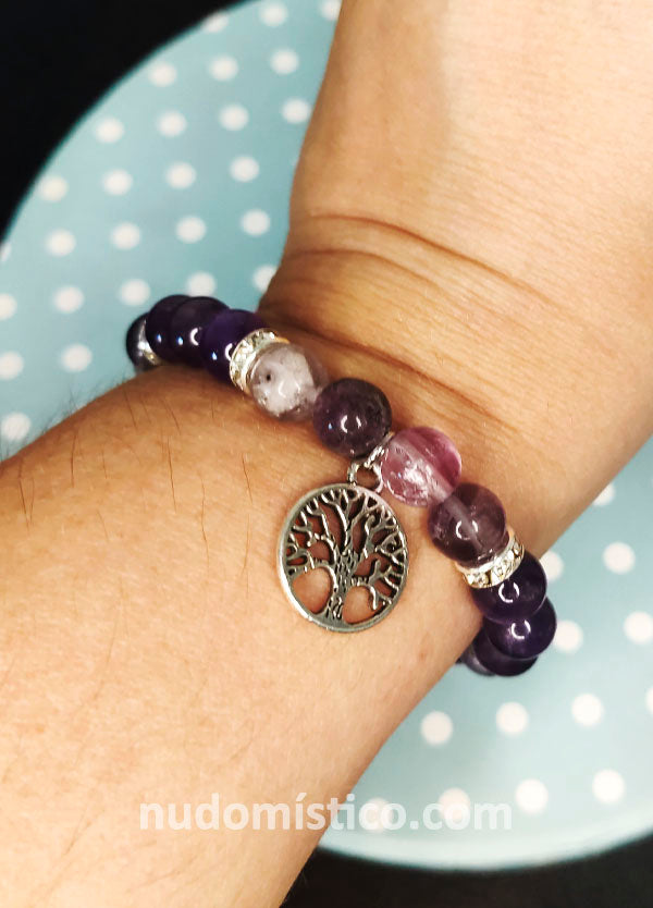 Pulsera Fluorita Amatista. Árbol de la Vida