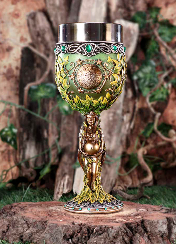 Cáliz la Madre Diosa Triple Luna. Copa para Altar